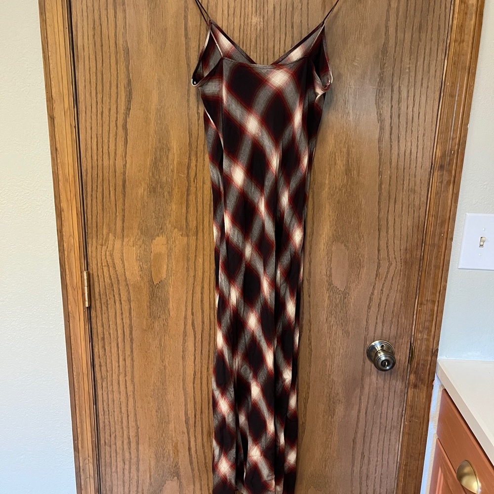 Vince Red and Black Checkered Maxi Dress